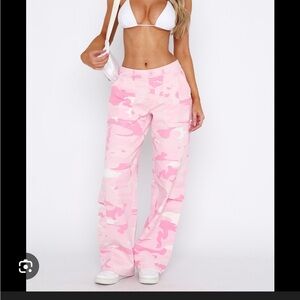 White Fox Boutique Pink Camouflage Wide Leg Pants